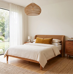Wood Frame Bed Upholstered Headboard