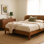 Wood Frame Bed Upholstered Headboard